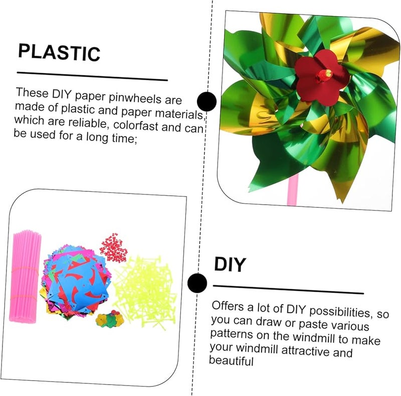 40 قطعة من المراوح البلاستيكية الملونة لتزيين الحديقة وهدايا الحفلات والمرح الداخلي والخارجي - Image 2